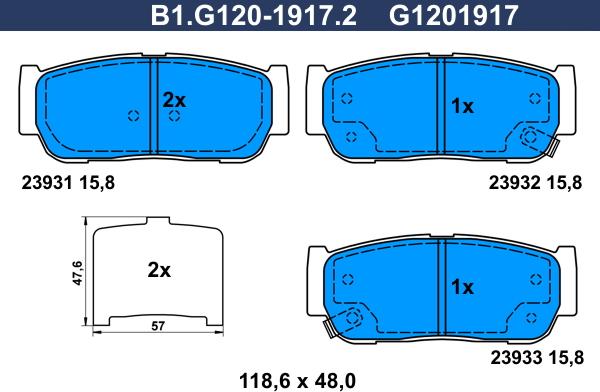 Galfer B1.G120-1917.2 - Kit de plaquettes de frein, frein à disque cwaw.fr