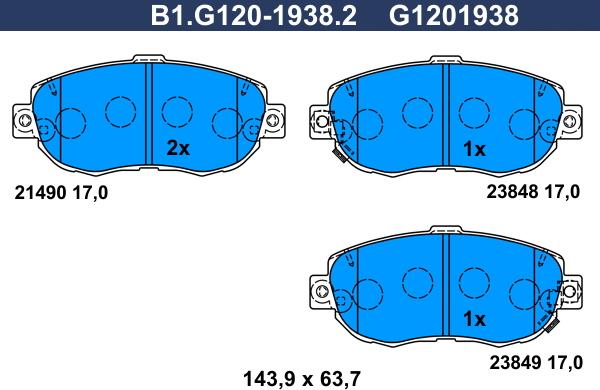 Galfer B1.G120-1938.2 - Kit de plaquettes de frein, frein à disque cwaw.fr