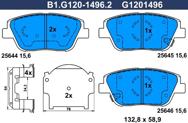 Galfer B1.G120-1496.2 - Kit de plaquettes de frein, frein à disque cwaw.fr