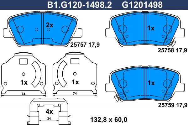 Galfer B1.G120-1498.2 - Kit de plaquettes de frein, frein à disque cwaw.fr