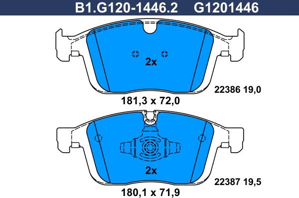 Galfer B1.G120-1446.2 - Kit de plaquettes de frein, frein à disque cwaw.fr