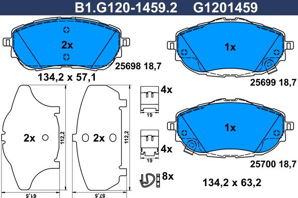 Galfer B1.G120-1459.2 - Kit de plaquettes de frein, frein à disque cwaw.fr