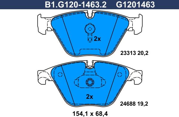 Galfer B1.G120-1463.2 - Kit de plaquettes de frein, frein à disque cwaw.fr