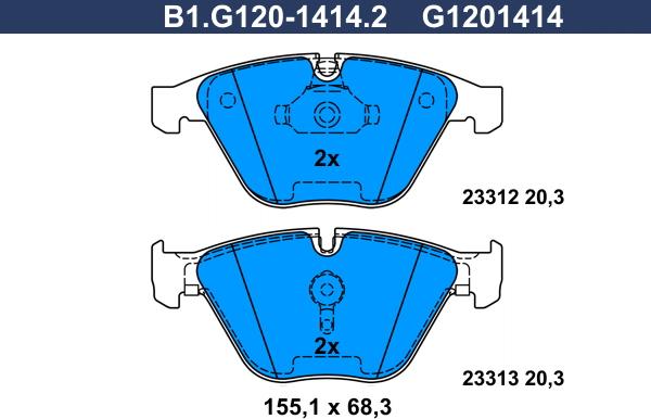 Galfer B1.G120-1414.2 - Kit de plaquettes de frein, frein à disque cwaw.fr