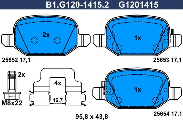 Galfer B1.G120-1415.2 - Kit de plaquettes de frein, frein à disque cwaw.fr