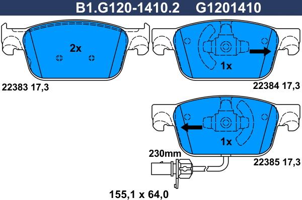 Galfer B1G12014102 - Kit de plaquettes de frein, frein à disque cwaw.fr