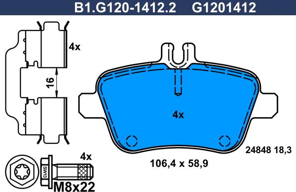 Galfer B1.G120-1412.2 - Kit de plaquettes de frein, frein à disque cwaw.fr