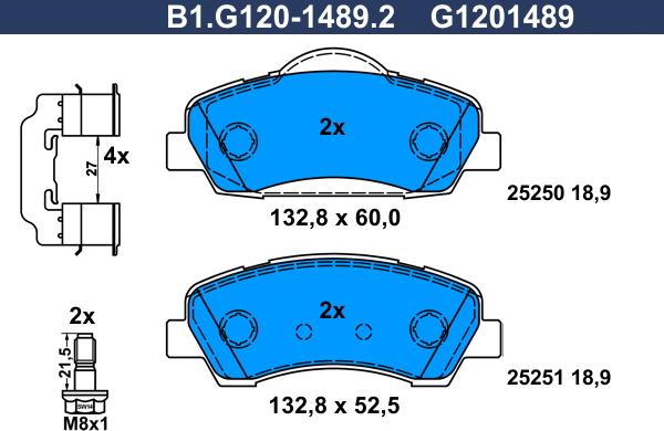 Galfer B1.G120-1489.2 - Kit de plaquettes de frein, frein à disque cwaw.fr