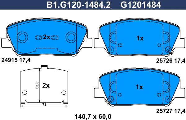 Galfer B1.G120-1484.2 - Kit de plaquettes de frein, frein à disque cwaw.fr