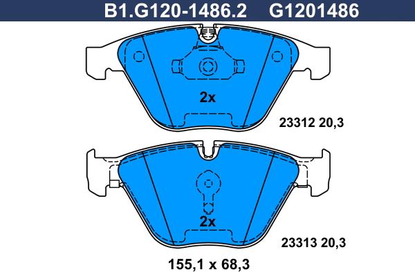 Galfer B1.G120-1486.2 - Kit de plaquettes de frein, frein à disque cwaw.fr