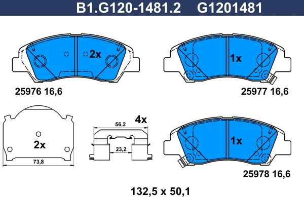 Galfer B1.G120-1481.2 - Kit de plaquettes de frein, frein à disque cwaw.fr