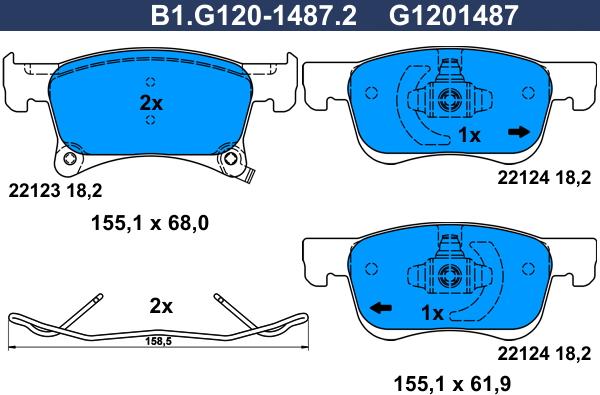 Galfer B1.G120-1487.2 - Kit de plaquettes de frein, frein à disque cwaw.fr