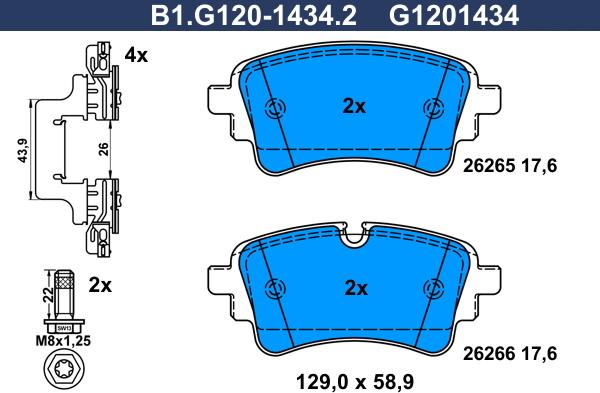 Galfer B1.G120-1434.2 - Kit de plaquettes de frein, frein à disque cwaw.fr