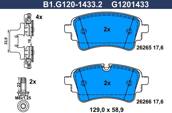 Galfer B1.G120-1433.2 - Kit de plaquettes de frein, frein à disque cwaw.fr