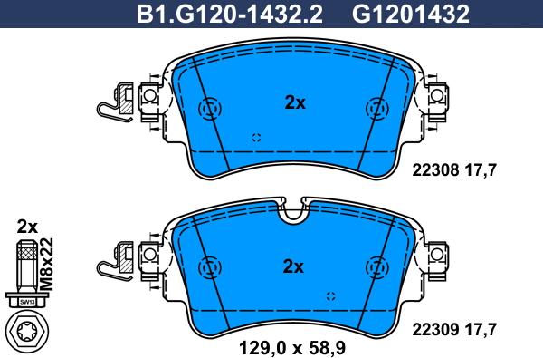 Galfer B1.G120-1432.2 - Kit de plaquettes de frein, frein à disque cwaw.fr