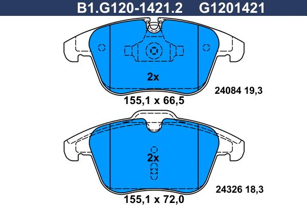 Galfer B1.G120-1421.2 - Kit de plaquettes de frein, frein à disque cwaw.fr