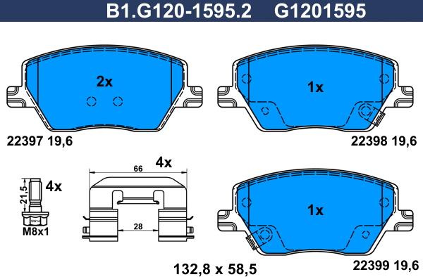 Galfer B1.G120-1595.2 - Kit de plaquettes de frein, frein à disque cwaw.fr