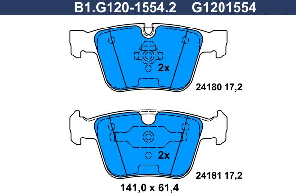 Galfer B1.G120-1554.2 - Kit de plaquettes de frein, frein à disque cwaw.fr