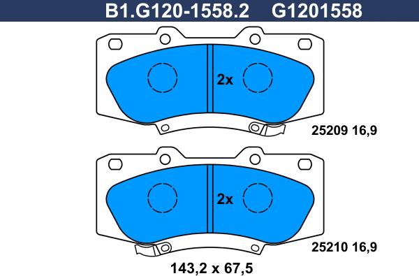 Galfer B1.G120-1558.2 - Kit de plaquettes de frein, frein à disque cwaw.fr