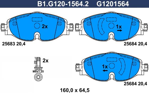 Galfer B1.G120-1564.2 - Kit de plaquettes de frein, frein à disque cwaw.fr