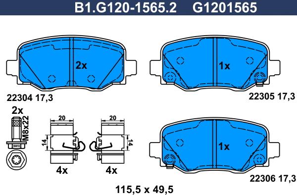 Galfer B1.G120-1565.2 - Kit de plaquettes de frein, frein à disque cwaw.fr