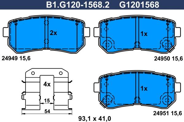 Galfer B1.G120-1568.2 - Kit de plaquettes de frein, frein à disque cwaw.fr