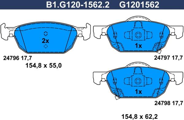 Galfer B1.G120-1562.2 - Kit de plaquettes de frein, frein à disque cwaw.fr