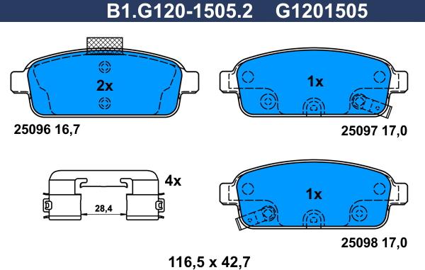 Galfer B1.G120-1505.2 - Kit de plaquettes de frein, frein à disque cwaw.fr