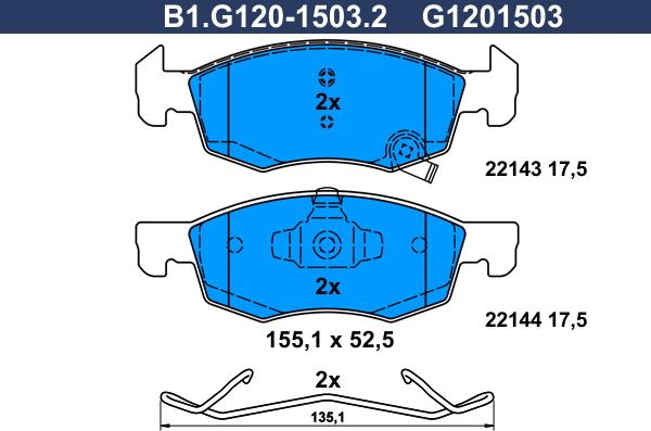 Galfer B1.G120-1503.2 - Kit de plaquettes de frein, frein à disque cwaw.fr