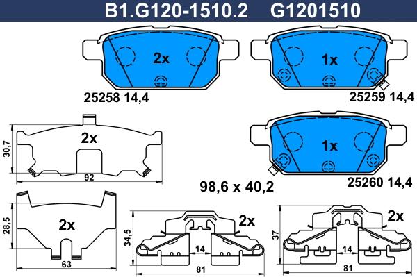 Galfer B1.G120-1510.2 - Kit de plaquettes de frein, frein à disque cwaw.fr