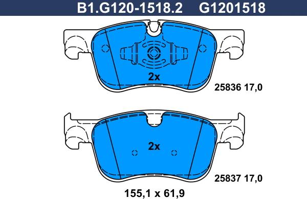 Galfer B1.G120-1518.2 - Kit de plaquettes de frein, frein à disque cwaw.fr