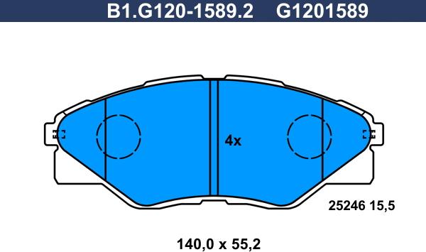 Galfer B1.G120-1589.2 - Kit de plaquettes de frein, frein à disque cwaw.fr