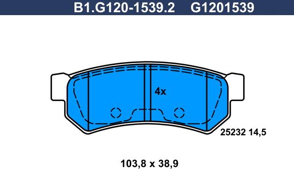 Galfer B1.G120-1539.2 - Kit de plaquettes de frein, frein à disque cwaw.fr