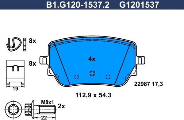 Galfer B1.G120-1537.2 - Kit de plaquettes de frein, frein à disque cwaw.fr