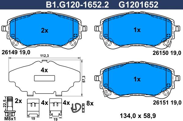 Galfer B1.G120-1652.2 - Kit de plaquettes de frein, frein à disque cwaw.fr