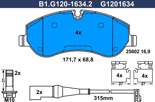 Galfer B1.G120-1634.2 - Kit de plaquettes de frein, frein à disque cwaw.fr