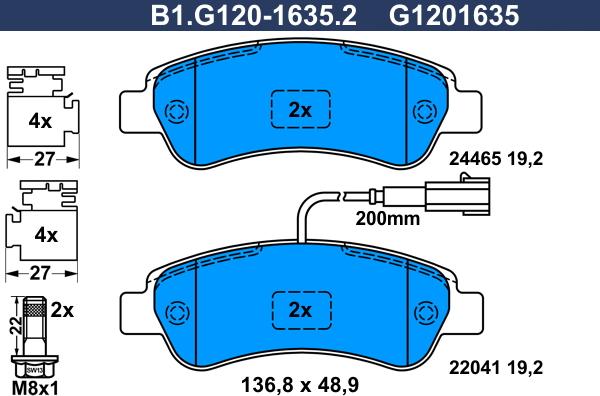 Galfer B1.G120-1635.2 - Kit de plaquettes de frein, frein à disque cwaw.fr