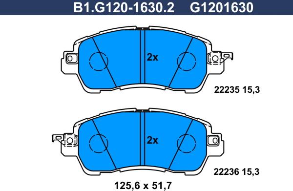 Galfer B1.G120-1630.2 - Kit de plaquettes de frein, frein à disque cwaw.fr