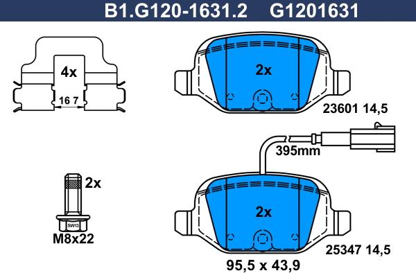 Galfer B1.G120-1631.2 - Kit de plaquettes de frein, frein à disque cwaw.fr