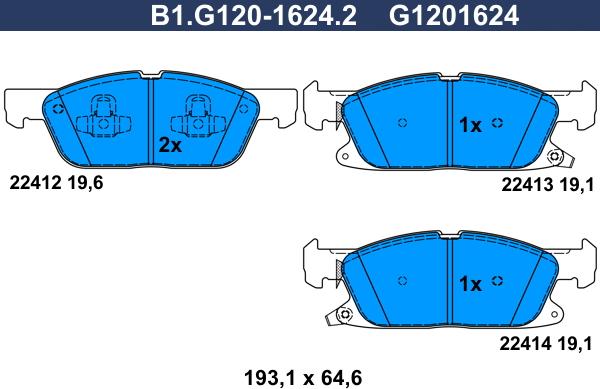 Galfer B1.G120-1624.2 - Kit de plaquettes de frein, frein à disque cwaw.fr