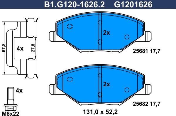 Galfer B1.G120-1626.2 - Kit de plaquettes de frein, frein à disque cwaw.fr