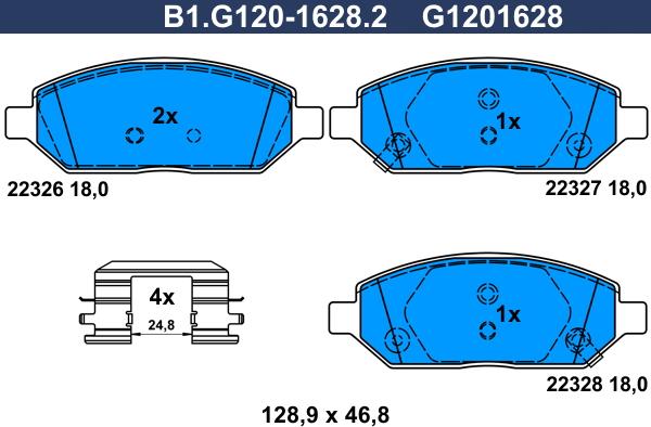 Galfer B1.G120-1628.2 - Kit de plaquettes de frein, frein à disque cwaw.fr