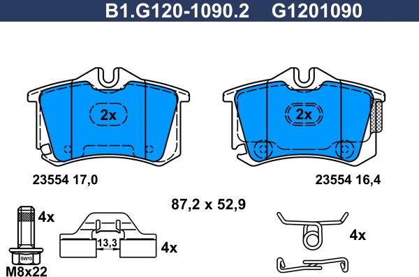 Galfer B1.G120-1090.2 - Kit de plaquettes de frein, frein à disque cwaw.fr