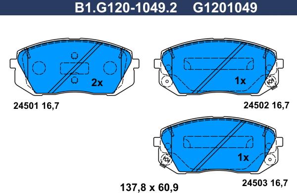 Galfer B1.G120-1049.2 - Kit de plaquettes de frein, frein à disque cwaw.fr