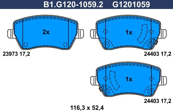 Galfer B1.G120-1059.2 - Kit de plaquettes de frein, frein à disque cwaw.fr