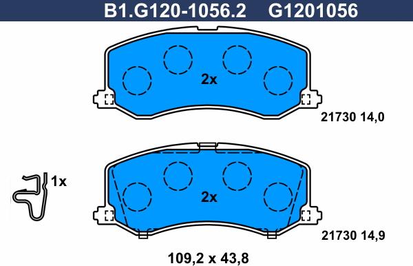 Galfer B1.G120-1056.2 - Kit de plaquettes de frein, frein à disque cwaw.fr