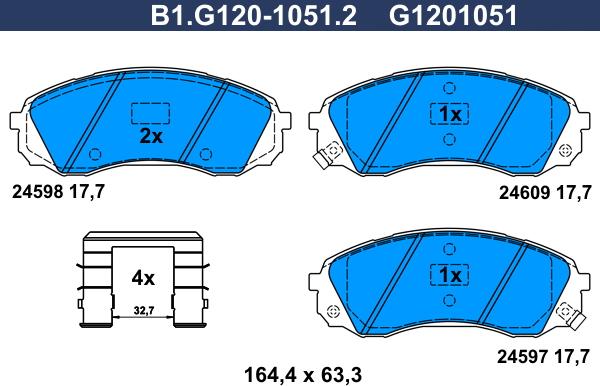 Galfer B1.G120-1051.2 - Kit de plaquettes de frein, frein à disque cwaw.fr