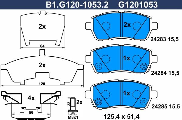 Galfer B1.G120-1053.2 - Kit de plaquettes de frein, frein à disque cwaw.fr