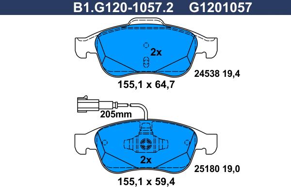 Galfer B1.G120-1057.2 - Kit de plaquettes de frein, frein à disque cwaw.fr