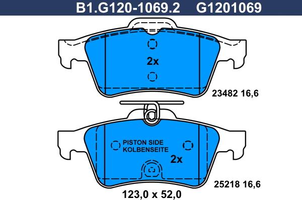 Galfer B1.G120-1069.2 - Kit de plaquettes de frein, frein à disque cwaw.fr